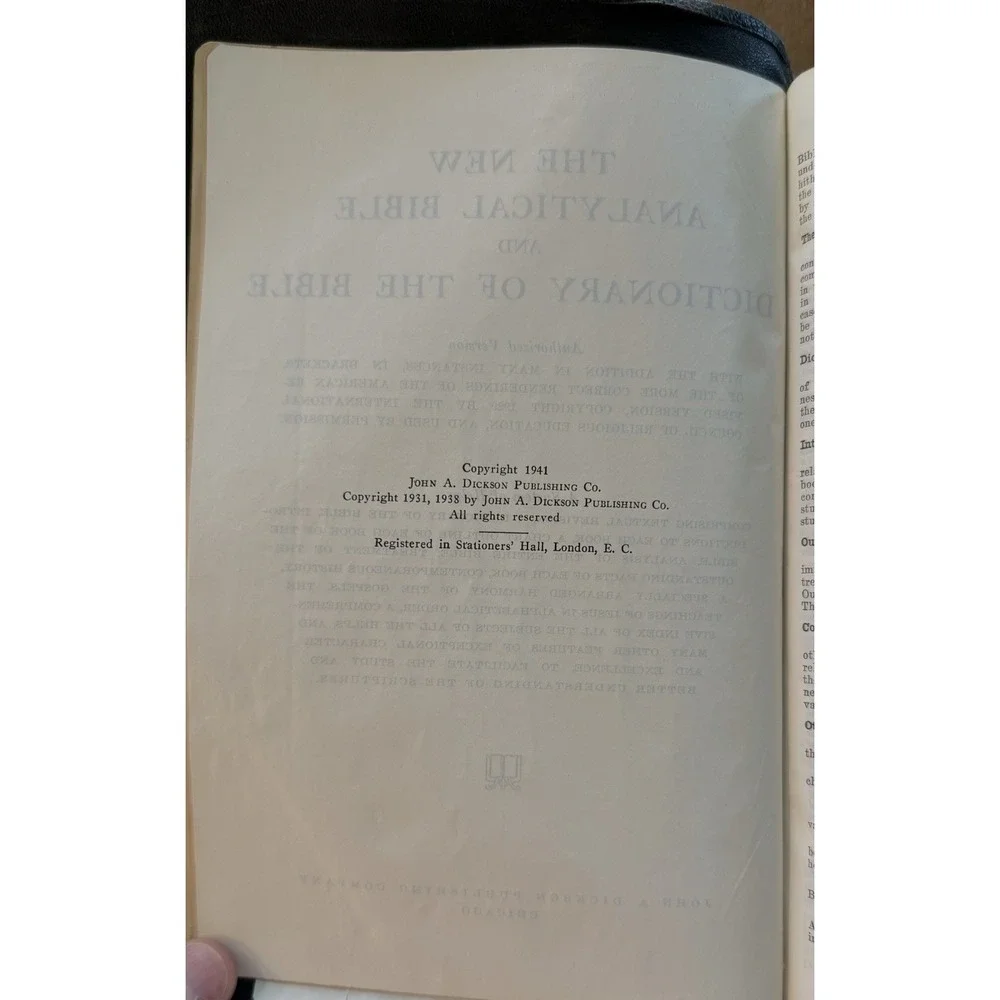 The New Analytical Bible & Dictionary, Authorized KJV Dickson 1941, Leather
